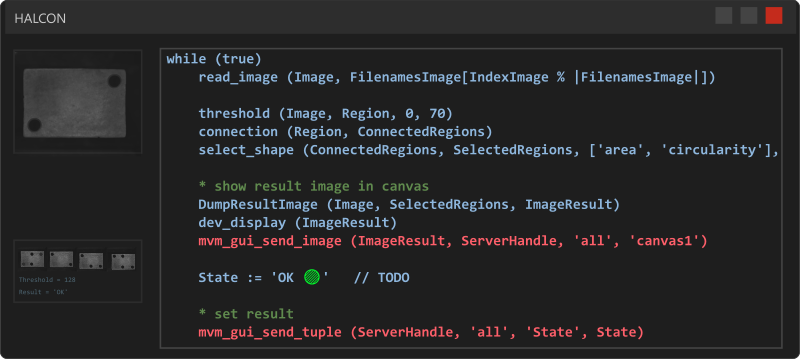 HDevelop with a script to count holes